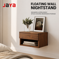 Table de chevet murale flottante en bois JAYA avec tiroir et étagère ouverte, meuble de rangement moderne pour chambre à coucher