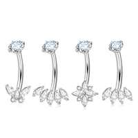 Getta Fashion Vente en Gros Bijoux de Piercing pour Nombril en Titane G23 ASTMF-136, Papillon, Or, Sertis de Zircons, Idéal Cadeau