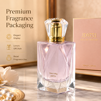 Flacon de parfum en verre facetté de 70 ml, transparent et poli, avec vaporisateur à sertir et capuchon doré ou argenté
