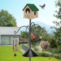 USMILEPET Support de mangeoire à oiseaux en fer forgé avec 4 crochets, support robuste pour nichoir, station d'alimentation pour oiseaux sauvages de jardin