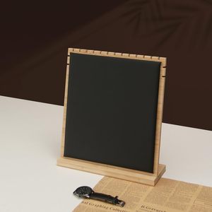 Justsoso Bamboo Necklace <b>Display</b> Stand Wood Jewelry Holder Black Pu Modern Rectangular Tabletop Organizer - Product Image 5