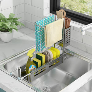 Égouttoir de cuisine multifonctionnel moderne avec plateau, support de rangement pour robinet, design carré MB023 - Product Image 4