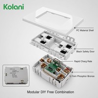 Prise murale universelle avec USB-A Type-C à charge rapide, 120 modules verticaux 6 trous 16A 250V pour hôtel, appartement et bureau