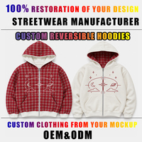 Fabricant OEM ODM de vêtements coupés et cousus sur mesure, sweats à capuche réversibles en coton 100% uni de haute qualité pour les marques de mode