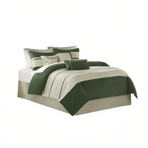 Ensemble de couette classique en coton 7 pièces, design rayé, rembourrage en polyester, lavage en machine, literie pour la maison - Product Image 1