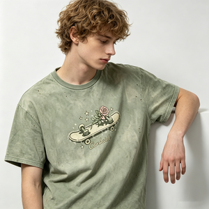 <span class=keywords><strong>T</strong></span>-<span class=keywords><strong>shirt</strong></span> Vintage Lavata Pesante con Grafica <span class=keywords><strong>Skateboard</strong></span> Rosa e Testo Curbside per Streetwear Estivo - Vendita all'Ingrosso per Brand - Product Image 1