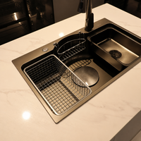 Évier de cuisine moderne rectangulaire en acier inoxydable SUS304 à montage sous plan avec robinet monotrou