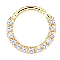 Histoires de piercing Bague segment articulée en or massif 14 carats à la mode avec pierres CZ et opale Bijoux de piercing corporel