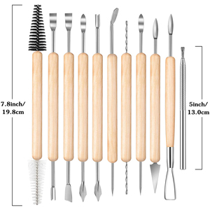 Juego de Herramientas para esculpir arcilla, manijas de madera DIY, <span class=keywords><strong>kit</strong></span> de herramientas de cerámica para <span class=keywords><strong>principiantes</strong></span>, 11 Uds. - Product Image 5
