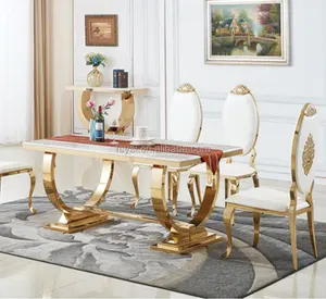 Tavolo da pranzo moderno in stile nordico di lusso in marmo con tavolo da pranzo