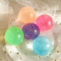Balle anti-stress en TPR souple et colorée, à rebond lent, avec paillettes et sequins, idéale pour le bureau – Vente en gros