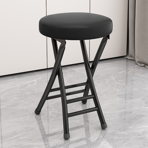Folding <b>Stool</b> With PU Leather Seat Modern Minimalist Design Home Furniture Chair For Living Room And Balcony Use - Product Image 3