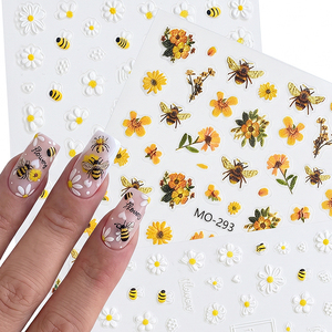 Pegatinas 5D para <span class=keywords><strong>Uñas</strong></span> con Diseño <span class=keywords><strong>de</strong></span> <span class=keywords><strong>Girasol</strong></span> Amarillo, Adhesivos Decorativos con Abejas y Crisantemos <span class=keywords><strong>de</strong></span> Dibujos Animados para Verano - Product Image 6