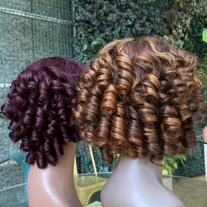 วิกผมลอนเด้งแบบ Fringe Bouncy Curl  ทำด้วยเครื่องจักร ผมแท้ 100% ความหนาแน่นสูง - Product Image 3