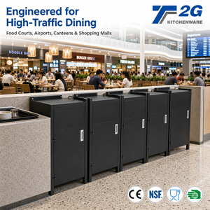 Station de retour de plateaux et de collecte des déchets pour aires de restauration, cantines d'aéroports, centres commerciaux et zones à fort trafic, certifiée NSF - Product Image 1