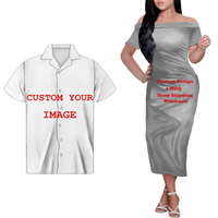 Épaule dénudée femmes robe hommes Aloha chemises personnalisé Couple ensembles polynésien Tribal Samoa Couple correspondant tenue vêtements deux pièces