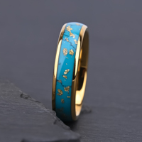Lire pour expédier des anneaux remplis d'or de tungstène pour les femmes 6mm incrustation de turquoise naturelle bijoux pour les femmes or 18k Top 2025 anneaux