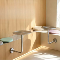 Table basse murale moderne en acier inoxydable, petite et élégante, idéale pour les salons de thé, cafés et espaces très prisés sur internet, avec fonction porte-cartes