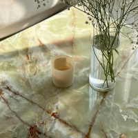 Table carrée moderne en marbre d'agate verte, faite à la main, luxe, pierre naturelle, utilisation hôtelière, villa, mobilier de maison
