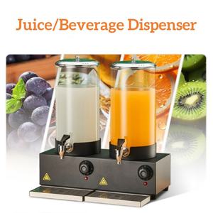 7L + 7L refrigerou o distribuidor de vidro da bebida do distribuidor quente comercial do leite do tanque do dobro do distribuidor do suco de fruto - Product Image 2