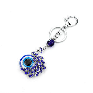 Porte-clés paon en acier inoxydable nouveau modèle avec conception d'oeil du diable en saphir bleu-Porte-clés de mode d'impression numérique - Product Image 5