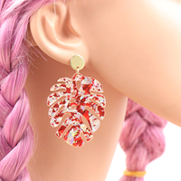 MD157ER2281 50mm Large Monstera Leaf Rectangle et Boucles d'oreilles arrondies en acrylique pour femmes Bijoux tropicaux pour anniversaire