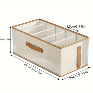 Organisateur de vêtements pliable élégant blanc rectangulaire en polyester japonais avec fenêtre transparente - Capacité 24L, multi-compartiments pour la maison - Product Image 6