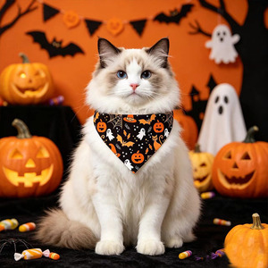 Yisi Halloween Pet Bib Triangular Scarf Drool Bib For Cats Dogs Party Fall - Product Image 1