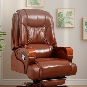 Silla ejecutiva giratoria de cuero con función de masaje y altura ajustable para adultos y personas mayores - Product Image 3