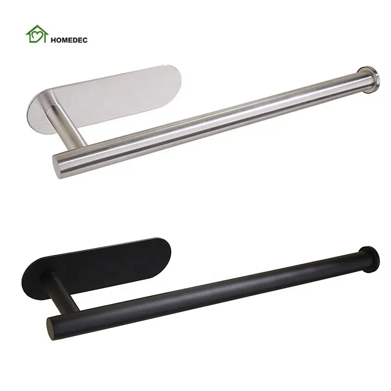 304 stainless steel wall mount bathroom kitchen Adhesive Under Cabinet roll paper towel holder