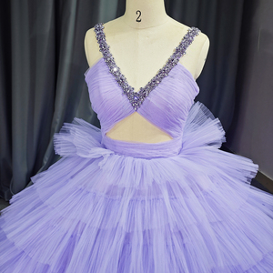 Robes de Quinceañera en tulle superposé violet clair avec volants, dos corset, robe de mariée grande taille Dy5717-1 - Product Image 6