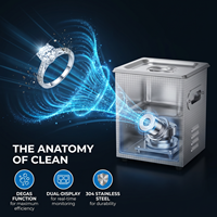 Nettoyeur à ultrasons compact 2L avec dégazage 40KHz 60W pour bijoux en verre, prothèses dentaires, appareils orthodontiques, bougies d'allumage