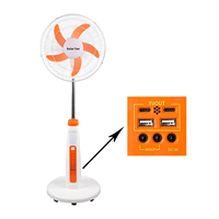 Ventilateur de sol solaire rechargeable 18 pouces, 14400 mAh, portable, avec 12 vitesses, lumière nocturne et sortie Type-C