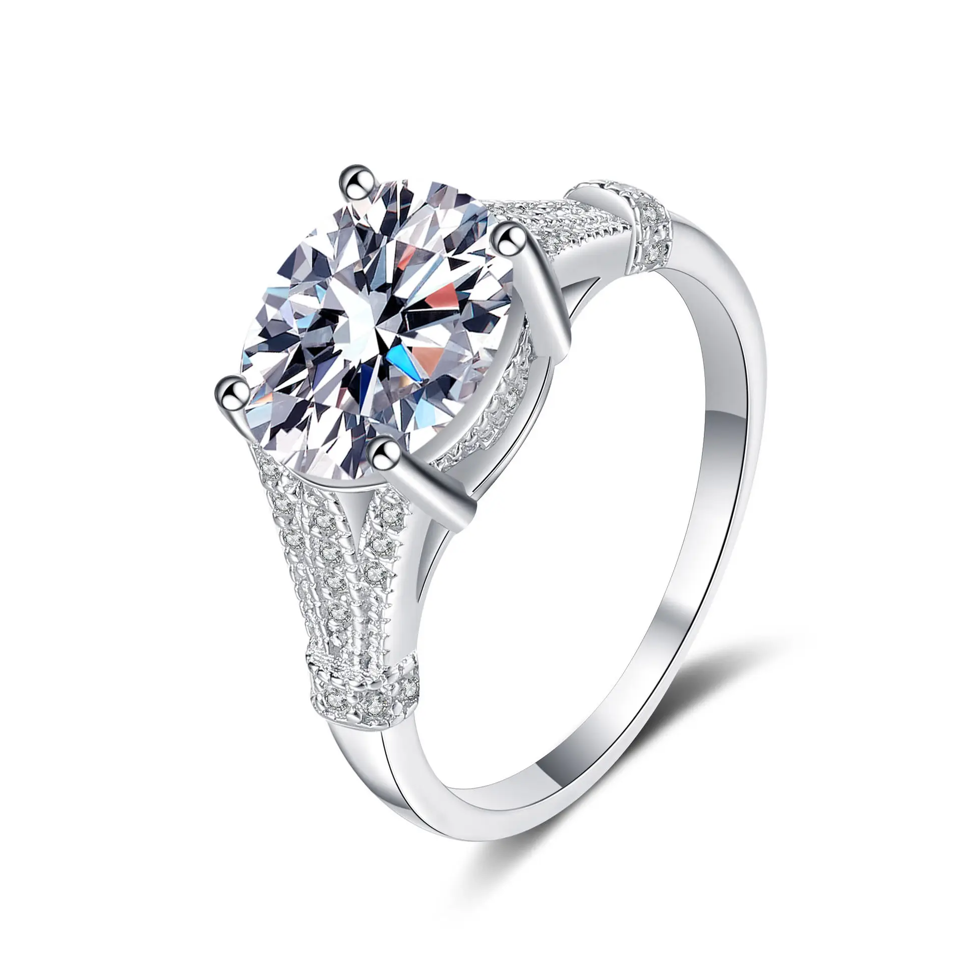 Đồ trang sức tốt bán buôn Solitaire 3ct hình bầu dục cắt vvs1d màu moissanite Nhẫn cưới S925 Sterling Bạc đính hôn Hứa hẹn Vòng