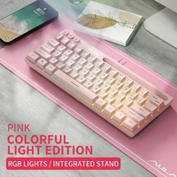 Nouveau clavier de jeu mécanique ergonomique en plastique AULA F3061 7-RGB filaire + sans fil 2.4G 61 touches TKL avec touches PBT double-shot