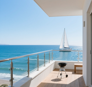 Modern Stainless Steel Glass Guardrails for <strong>Balcony</strong> Hotel Seaside Villas &amp; Shopping Malls-Water &amp; Rust Resistant Safety <strong>Railing</strong> - Product Image 2