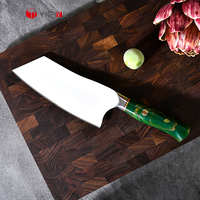 Couteau de chef en acier en poudre M390 de 7 pouces fait à la main couteau de cuisine avec lame de revêtement blanc antiadhésif et manche en résine couperet à viande