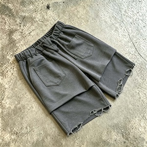 Streetwear Custom Printing logo Distressed Vintage Knee Length Baggy Sweat Cotton <b>Shorts</b> for <b>Men</b> - Product Image 1