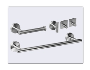 Porte-serviettes mural en acier inoxydable, finition brossée, design minimaliste, 2 barres, ensemble de porte-serviettes fixe pour salle de bain - Product Image 6