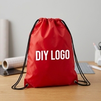 Sac à dos à cordon en polyester 210D imperméable grande capacité avec logo personnalisé pour la gym, les sports et les activités de plein air