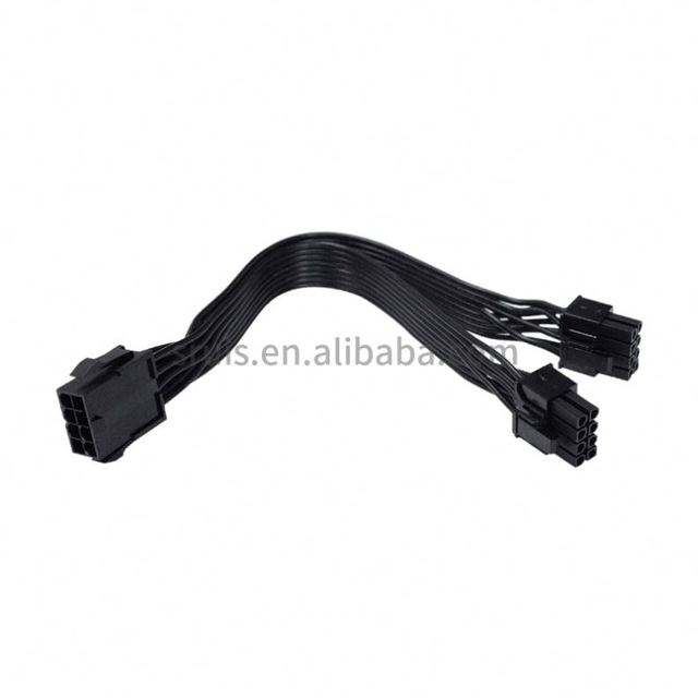 GPU PCIe 8 Pin Female to Dual 2X 8 Pin (6+2) Male PCI Express Power Adapter Braided Y Splitter Extension Cable 20cm
