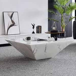 Современный барабанный минимализм трапециевидный мраморный журнальный столик с чувством дизайна используется для мебели для гостиной