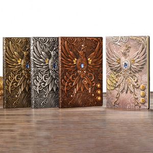 Nouveautés : Carnet rétro « Hot Phoenix Cover » format agenda, style européen, animal mythique, en similicuir PU, imitation métal - Product Image 1