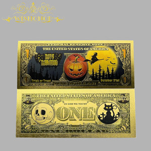 4 types de billets de banque américains de Halloween plaqués or 24 carats pour cadeaux - Product Image 2