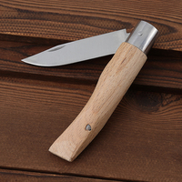 Couteau pliant Bochen en bois naturel avec manche rond, gravé au laser, couteau de bricolage, camping, extérieur, lame polie satinée, couteau de poche