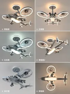 <span class=keywords><strong>Lampe</strong></span> de chambre d'enfant créative en forme d'avion, ventilateur électrique, lustre pour chambre de garçon - Product Image 4