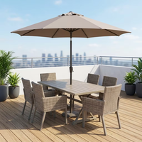 Parasol de terrasse extérieur imperméable et résistant aux UV, avec mât central, pour table à manger, jardin, terrasse, cour arrière