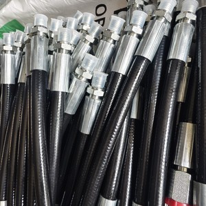 Tuyau en caoutchouc haute pression pour fluides constants, épaisseur de paroi 3,5 mm, tressé à deux couches de fil d'acier, pour véhicules de construction et - Product Image 4