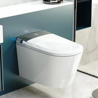 WC intelligent en céramique suspendu au mur avec bidet intégré, télécommande, siège chauffant, siphon en S, nettoyage facile, cuvette allongée