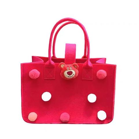 Reusable Custom Logo Casual Large Capacity Felt Storage Bag Women Felt Tote Bag Handbags Felt Shopping Bag